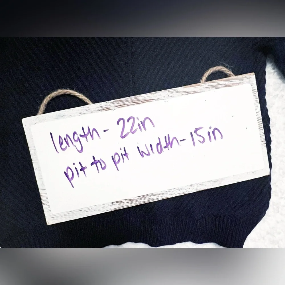 Chelsea & Violet NWT Small V-Neck Fuzzy Balloon Sleeve Knit Navy Sweater - Picture 5 of 5